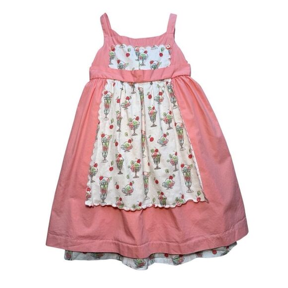 Janie And Jack Pink Sundae Ice Cream Social Apron Dress Size 4T - Picture 3 of 10